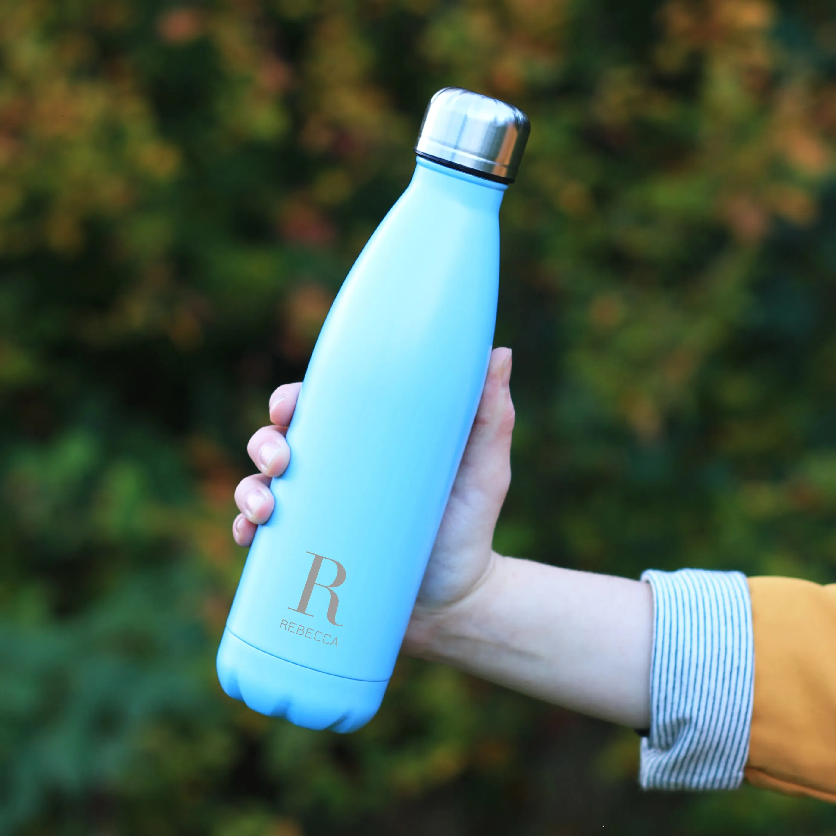 Personalised Stainless Steel Water Bottle Initial Monogram 500ml