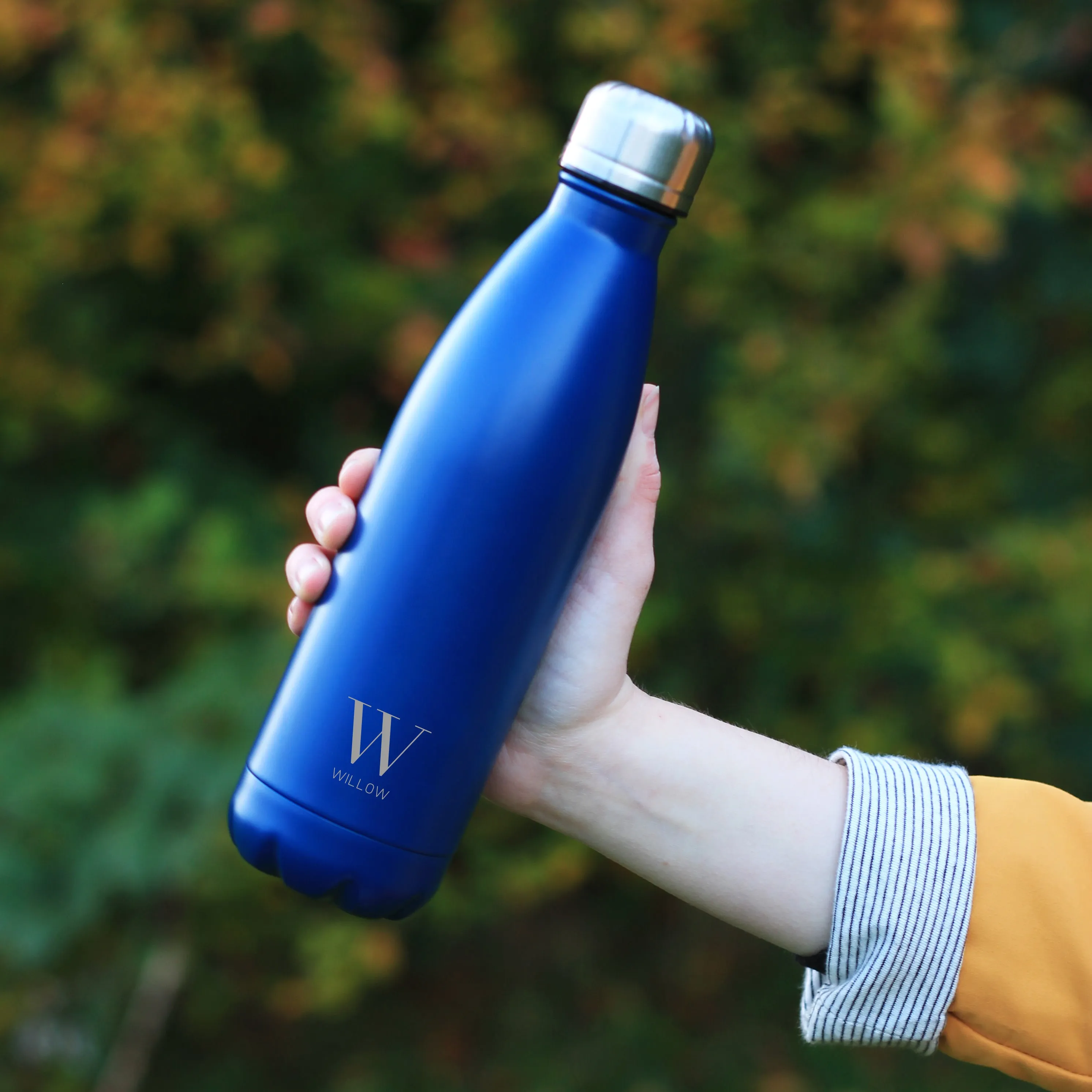 Personalised Stainless Steel Water Bottle Initial Monogram 500ml