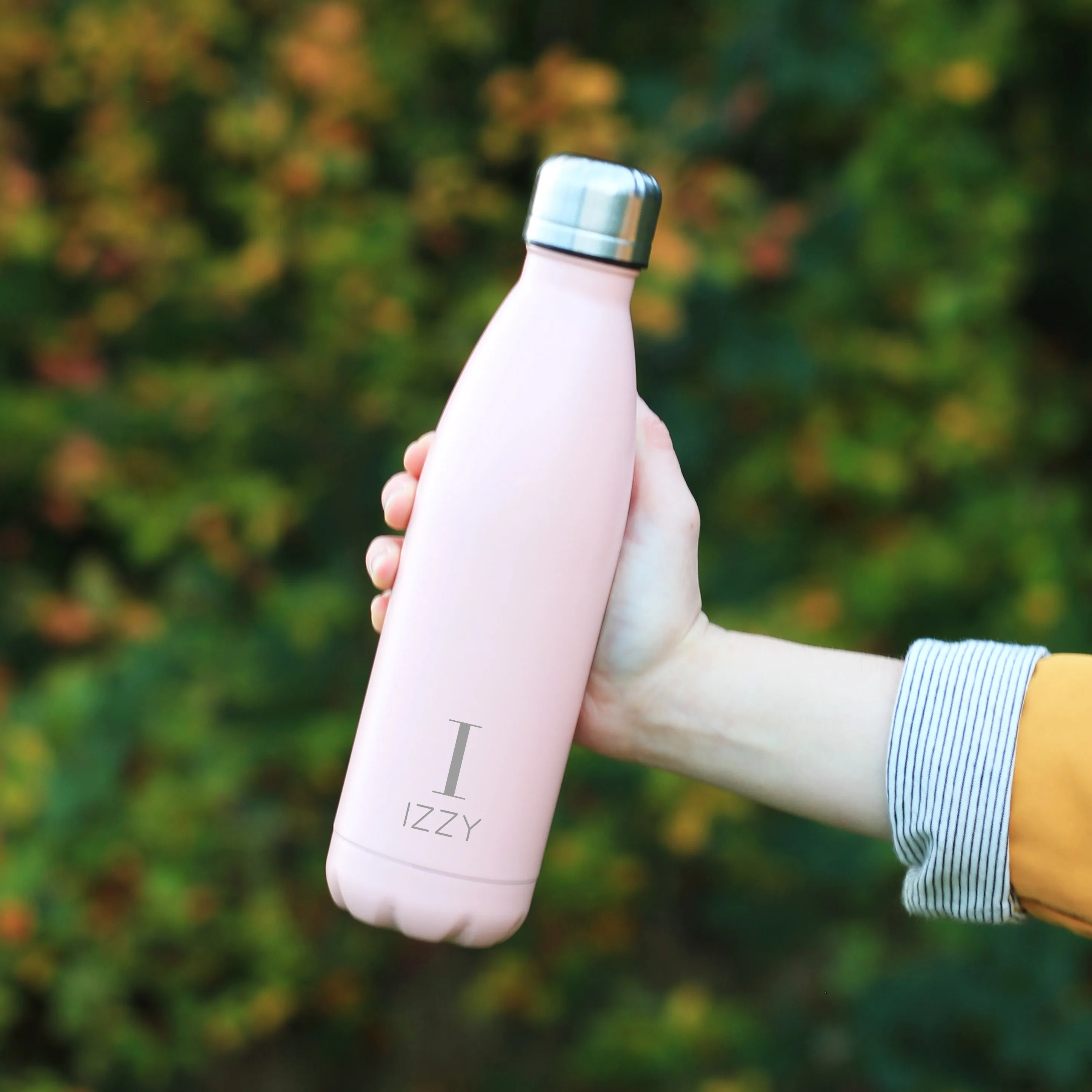 Personalised Stainless Steel Water Bottle Initial Monogram 500ml