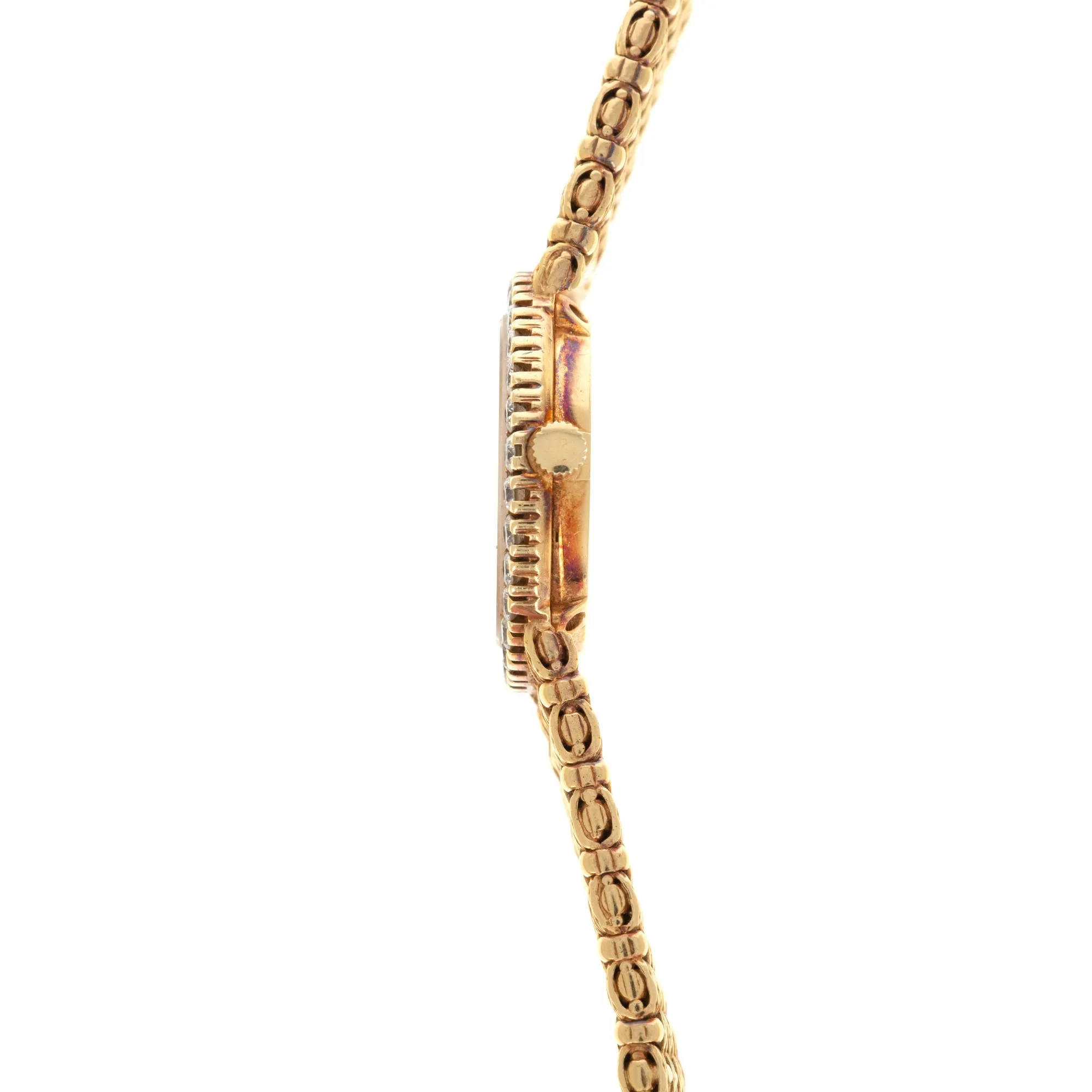 Piaget Yellow Gold Watch with Diamond Bezel and Opal, Diamond and Ruby Dial