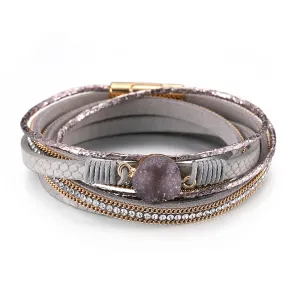 Pink Polystyrene & Cubic Zirconia 18K Gold-Plated Copper Layered Bracelet