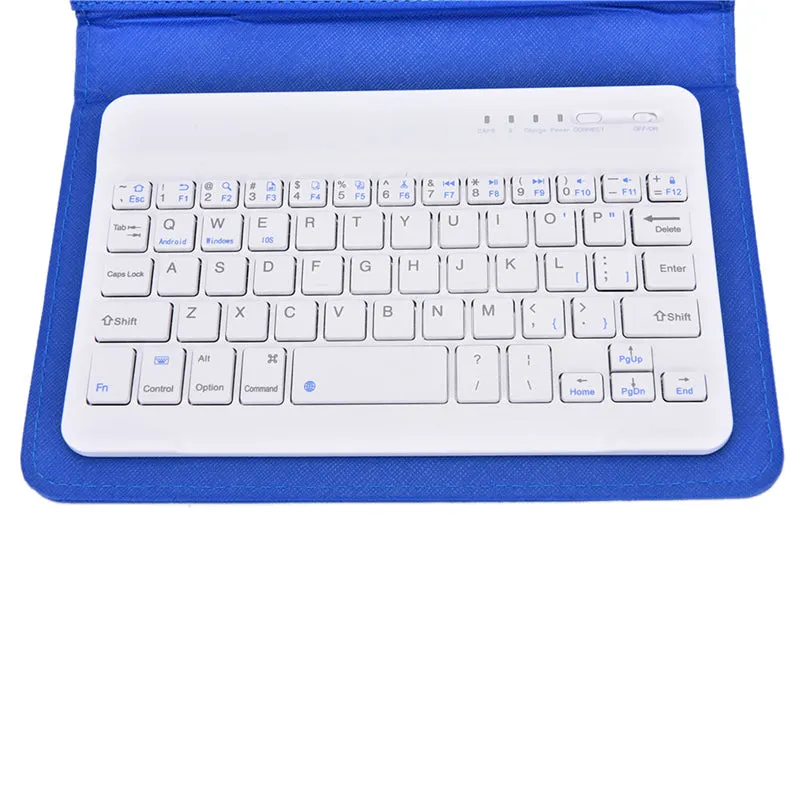 Portable PU Leather Wireless Keyboard Case for iPhone with Bluetooth Keyboard for 4.2-6.8 Inch Phones  White_Bluetooth keyboard   leather case
