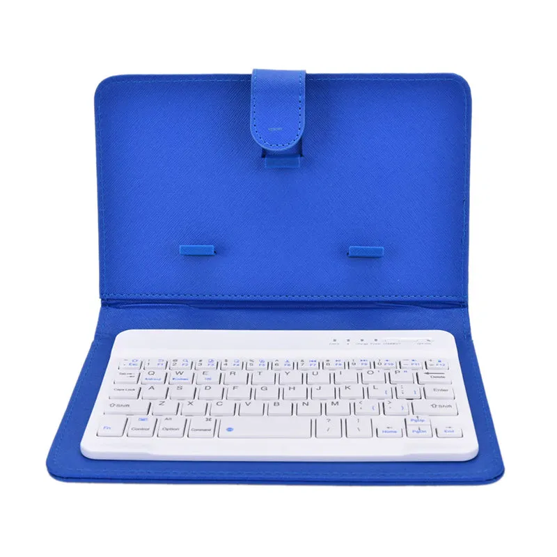Portable PU Leather Wireless Keyboard Case for iPhone with Bluetooth Keyboard for 4.2-6.8 Inch Phones  White_Bluetooth keyboard   leather case