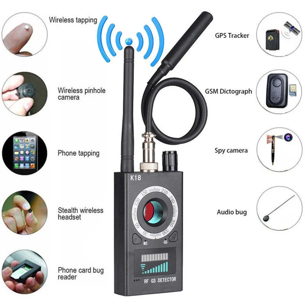 Portable RF Bug Detector Signal Locator GSM Audio Spy Bug & Magnetic Tracker Detector