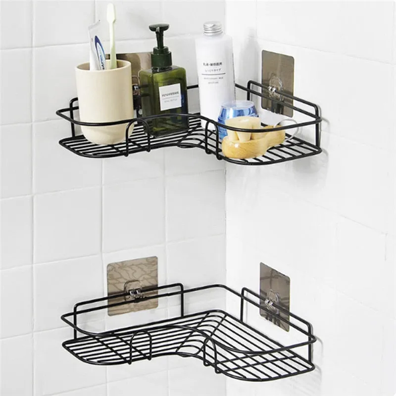 Punch Free Corner Bathroom Shelf Iron Storage