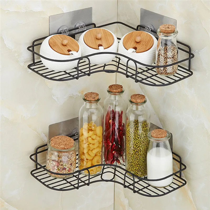 Punch Free Corner Bathroom Shelf Iron Storage
