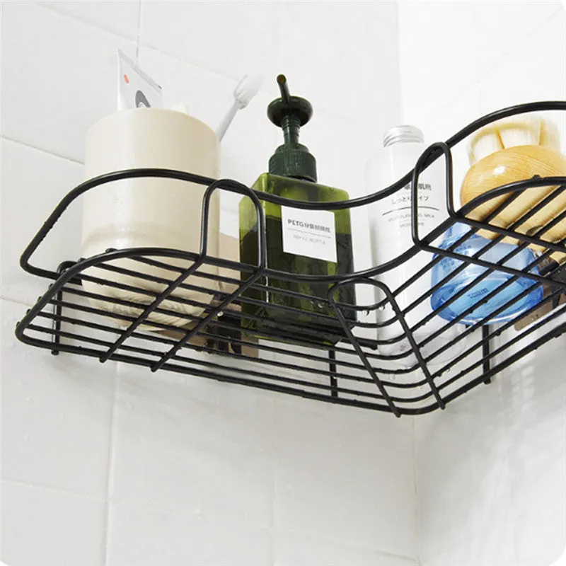 Punch Free Corner Bathroom Shelf Iron Storage