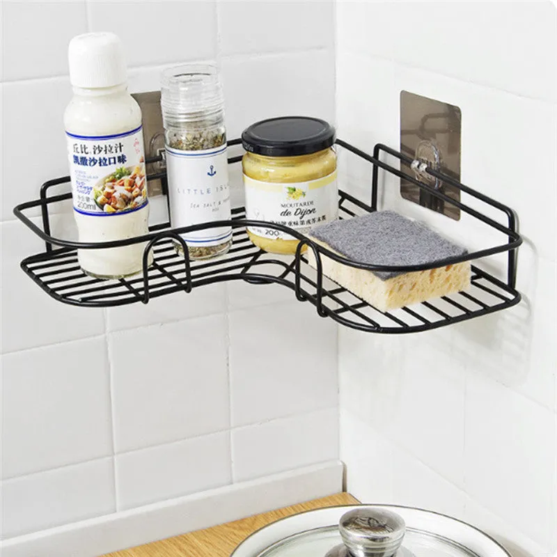 Punch Free Corner Bathroom Shelf Iron Storage