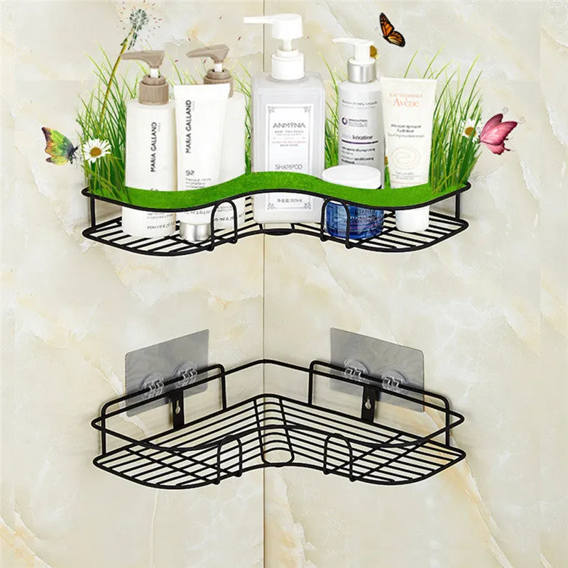 Punch Free Corner Bathroom Shelf Iron Storage