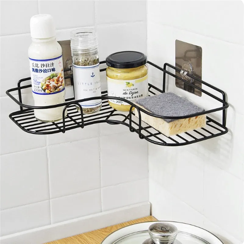 Punch Free Corner Bathroom Shelf Iron Storage