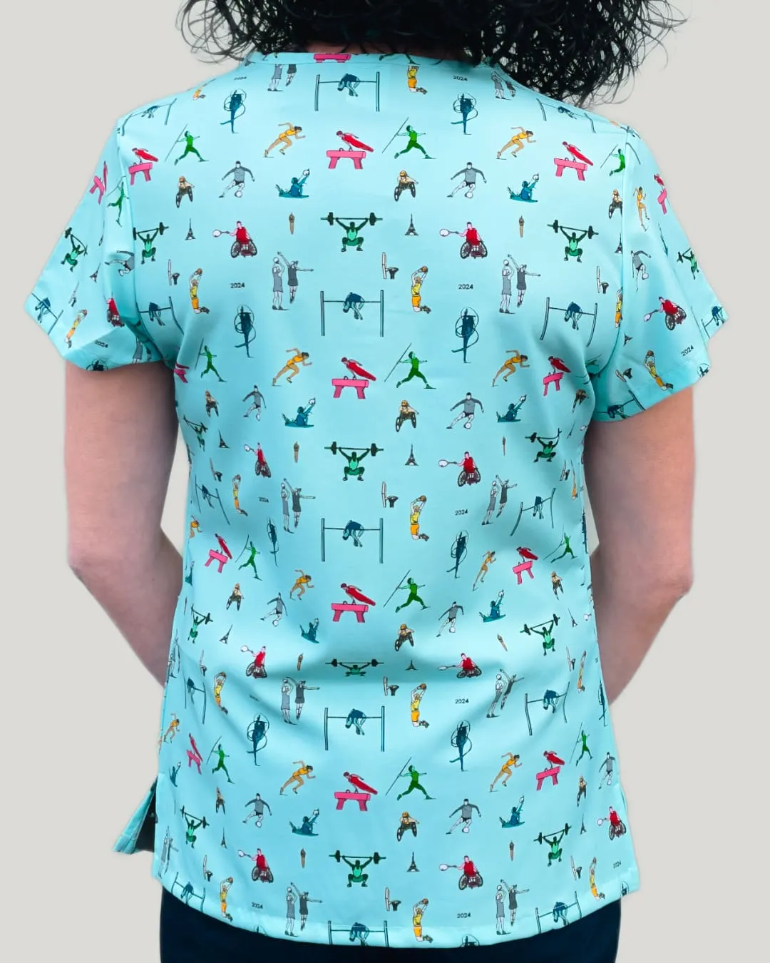 "Go Team" Women's Stretch Scrub Top