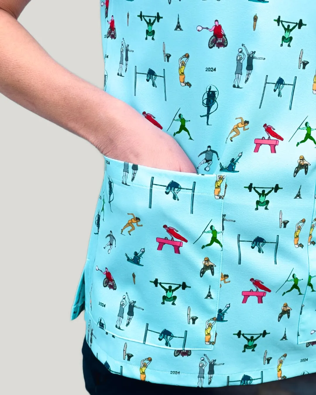"Go Team" Women's Stretch Scrub Top