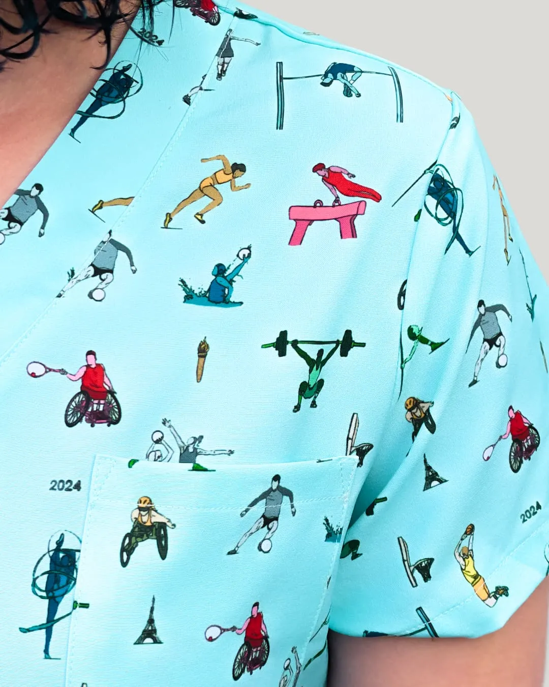 "Go Team" Women's Stretch Scrub Top