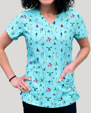 "Go Team" Women's Stretch Scrub Top