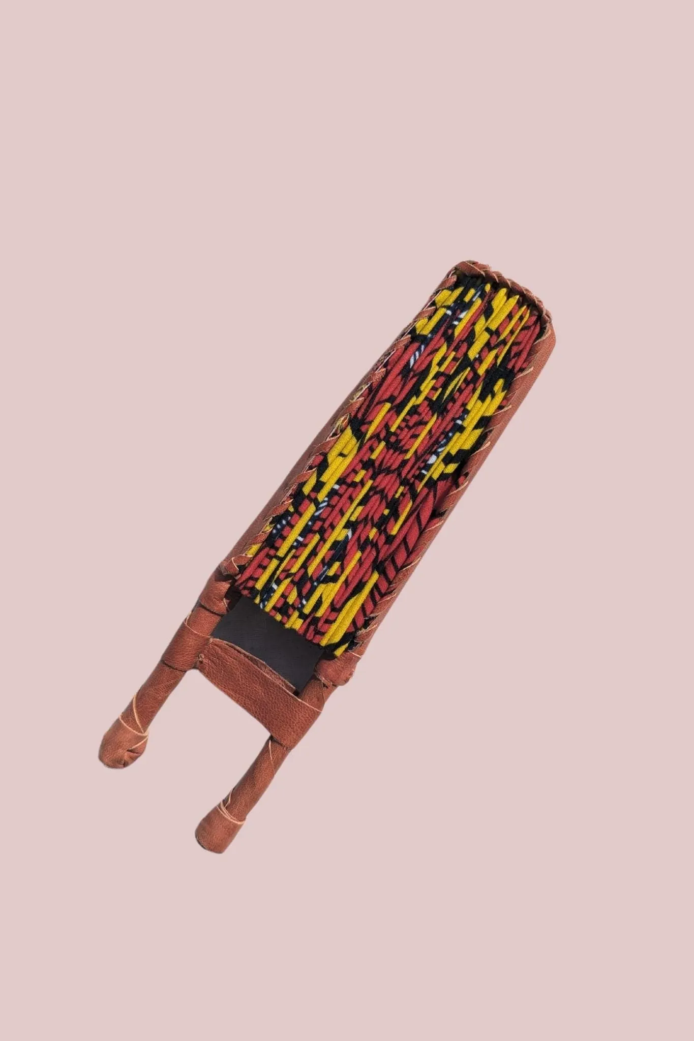 Red and Yellow African Print Folding Fan