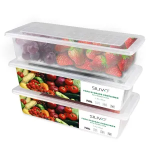 Refrigerator Storage Organizer Bins Set - 4 PCS Fridge Storage Containers and Reusable Silicone Food Storage Bags for Fruits,Vegetables,Milk,Meat and Seafood-Dishwasher,Freezer&Microwave Safe