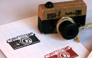 Retro Camera wood mounted Rubber Stamp