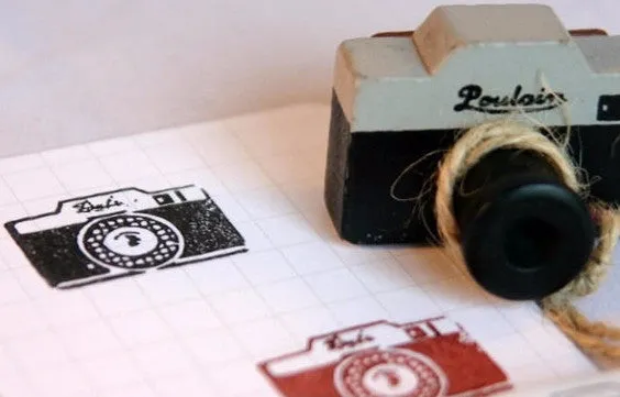 Retro Camera wood mounted Rubber Stamp