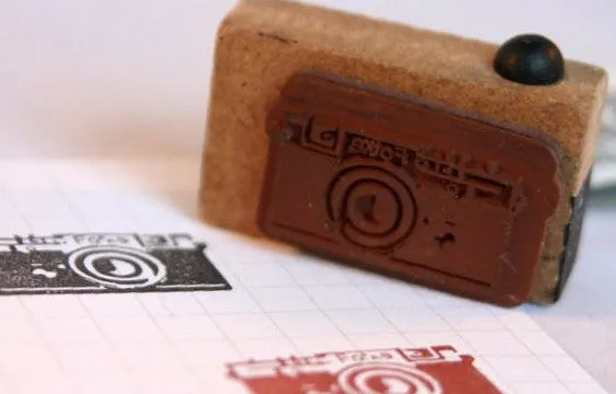 Retro Camera wood mounted Rubber Stamp