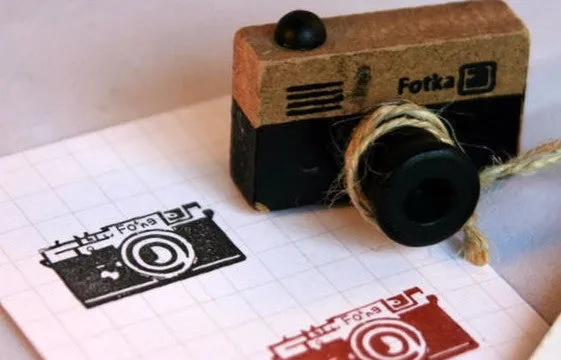 Retro Camera wood mounted Rubber Stamp