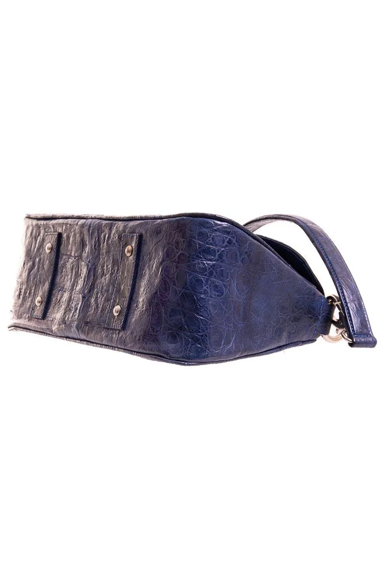 Reyna Icaza Royal Blue Crocodile Shoulder Bag
