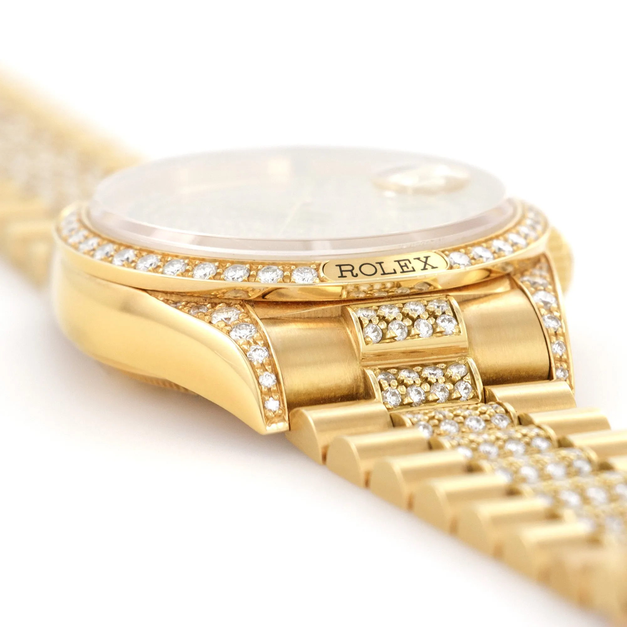 Rolex Yellow Gold Day-Date Pave Diamond Watch Ref. 18138