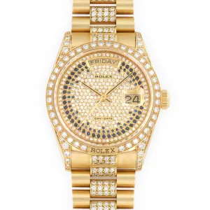 Rolex Yellow Gold Day-Date Pave Diamond Watch Ref. 18138