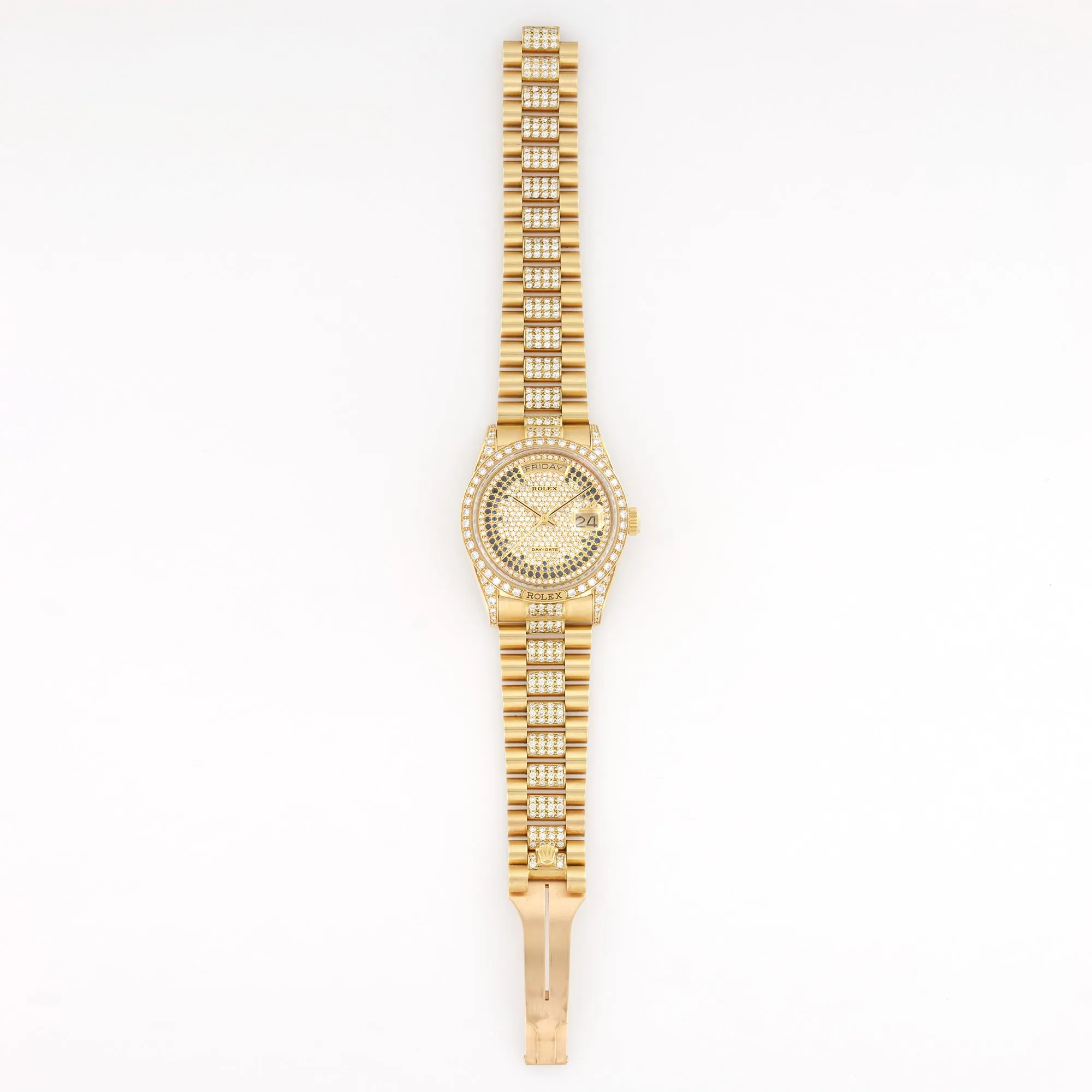 Rolex Yellow Gold Day-Date Pave Diamond Watch Ref. 18138