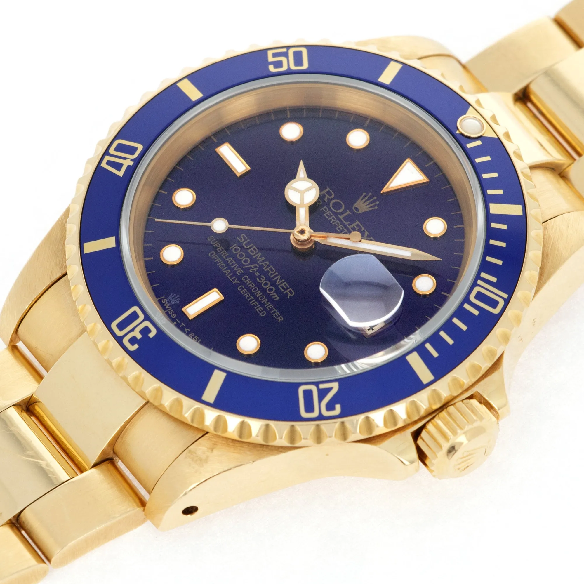 Rolex Yellow Gold Submariner Ref. 16618 with Purple Hue Dial