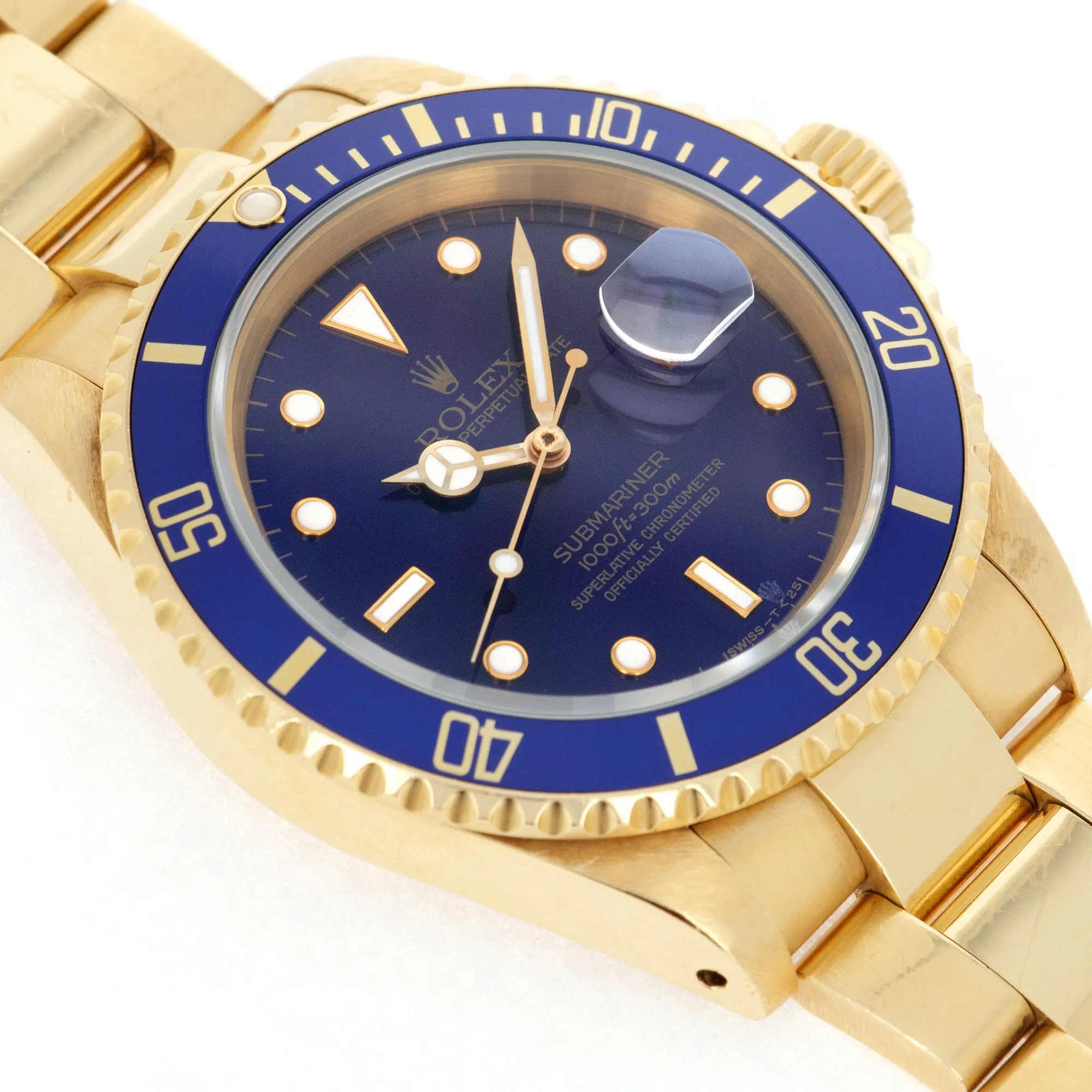 Rolex Yellow Gold Submariner Ref. 16618 with Purple Hue Dial