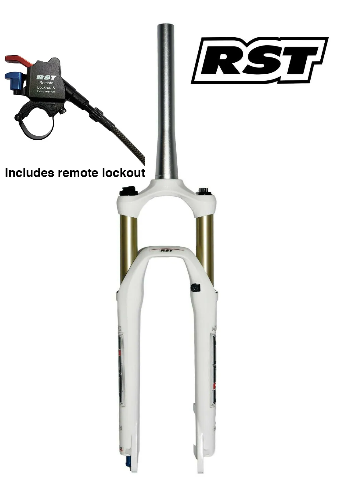 RST First 30 26" MTB Straight Air Fork - 100mm Travel - Remote Lockout - White