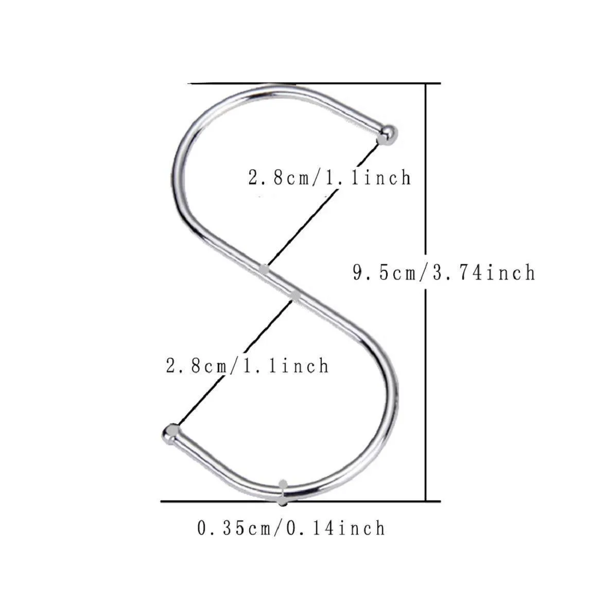 S Shaped Hooks Rustproof for Hanging pots and Pans Heavy Duty Stainless Steel Metal Hanger for Home Office Kitchen Utensils, Set of 40