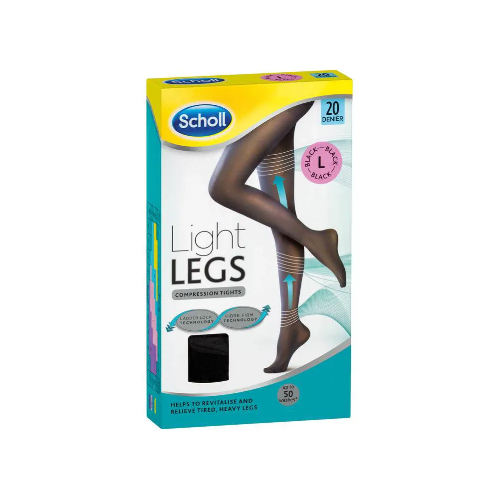 Scholl Light Legs Black Compression Tights 20 Denier  Large