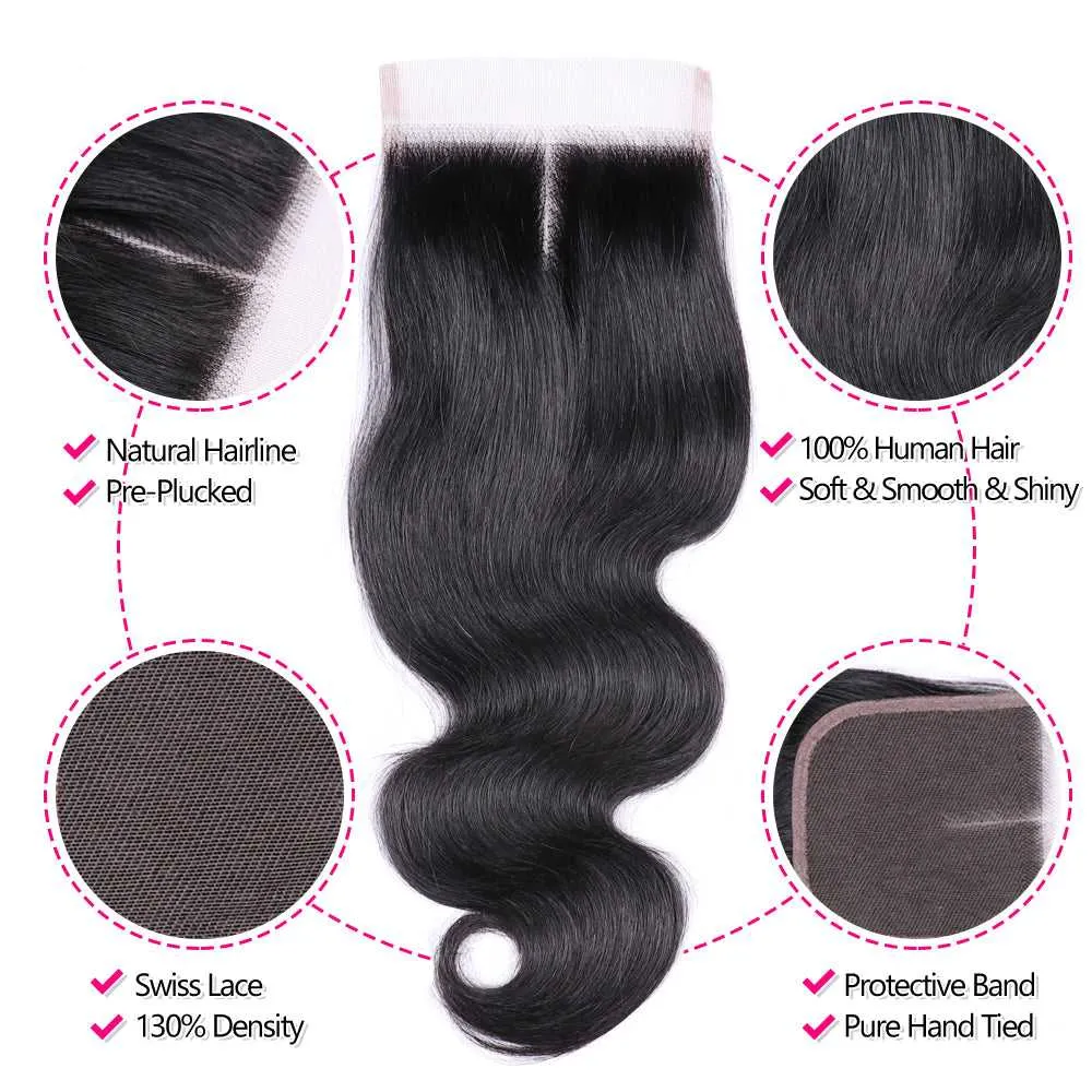 Sdamey Brazilian Body Wave Human Hair 5X5 Lace Closure