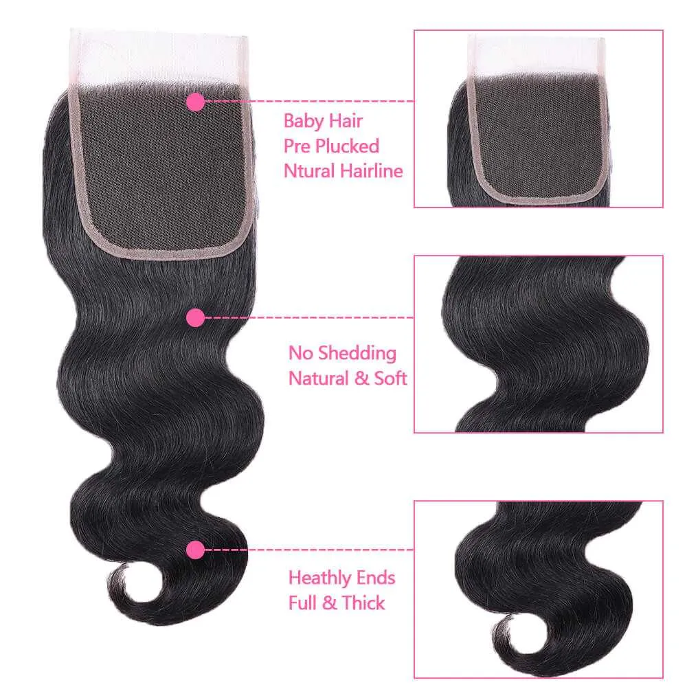Sdamey Brazilian Body Wave Human Hair 5X5 Lace Closure