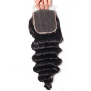 Sdamey Brazilian Loose Deep Human Hair 6X6 Lace Closure