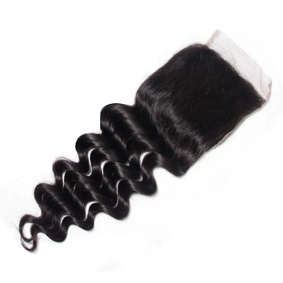 Sdamey Brazilian Loose Deep Human Hair 6X6 Lace Closure