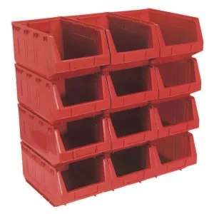 Sealey Plastic Storage Bin 210 x 355 x 165mm - Red Pack of 12
