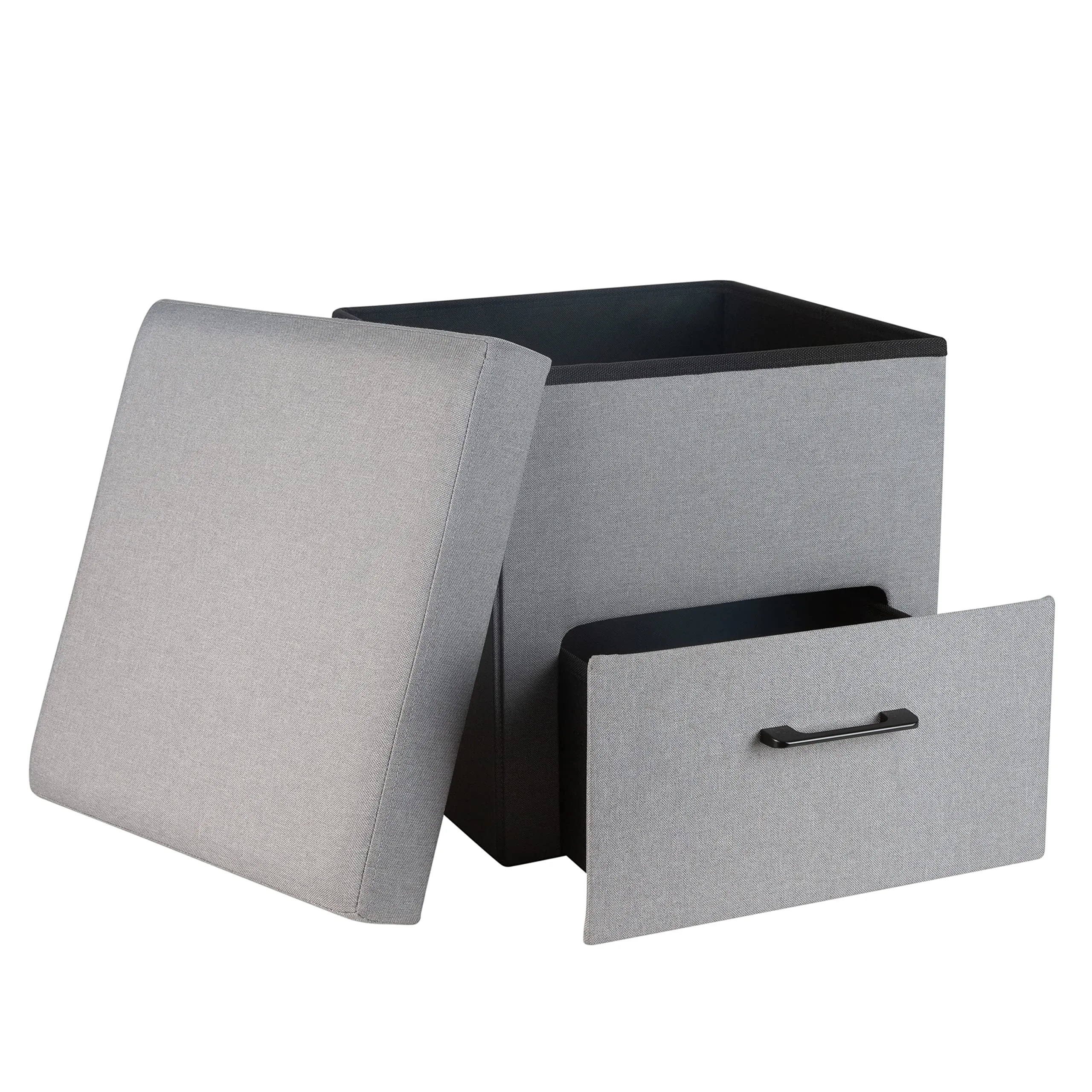 Simplify Collapsible Storage Ottoman with Drawer | Hidden Storage |