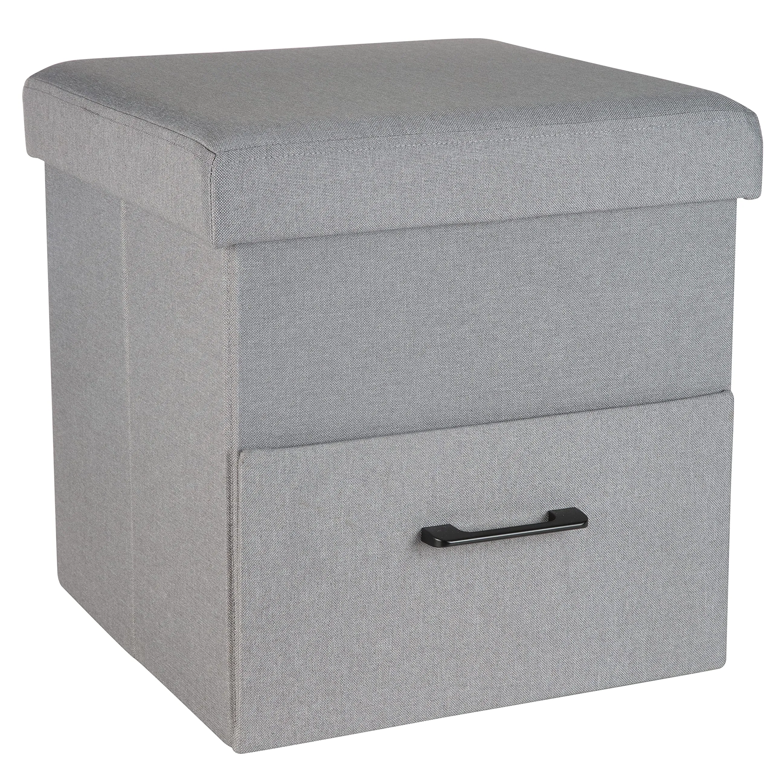 Simplify Collapsible Storage Ottoman with Drawer | Hidden Storage |