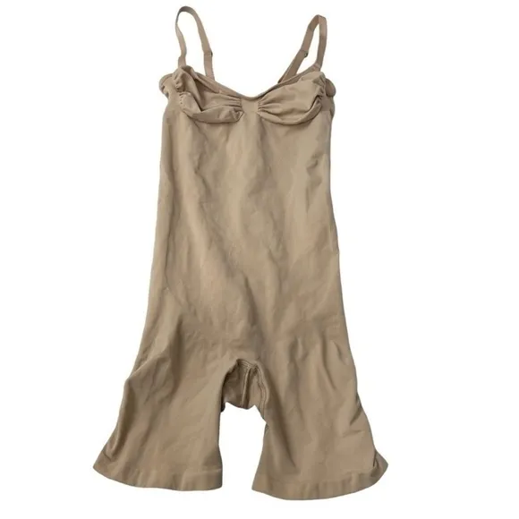 Skims Seamless Sculpt Mid Thigh Bodysuit Shapewear in Mica Size XL