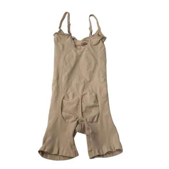 Skims Seamless Sculpt Mid Thigh Bodysuit Shapewear in Mica Size XL