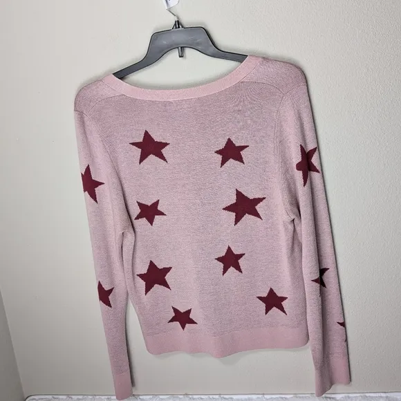 Splendid Star Patterned Pink Sweater Womens XL Pink Cardigan