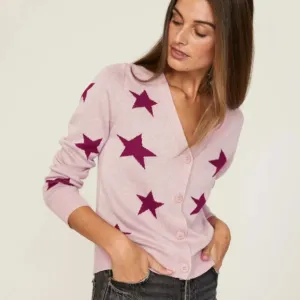 Splendid Star Patterned Pink Sweater Womens XL Pink Cardigan