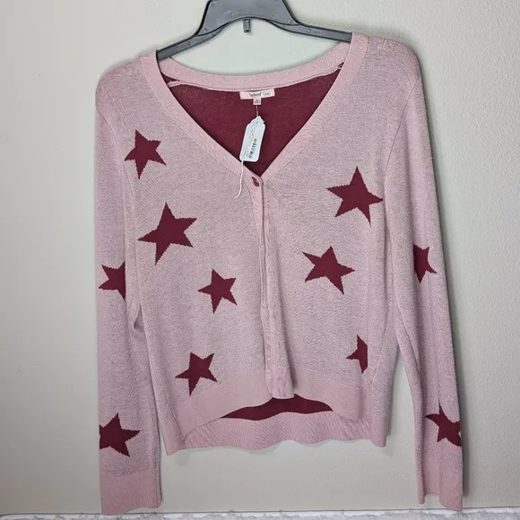 Splendid Star Patterned Pink Sweater Womens XL Pink Cardigan