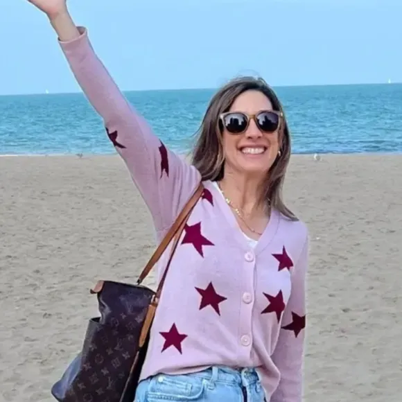 Splendid Star Patterned Pink Sweater Womens XL Pink Cardigan