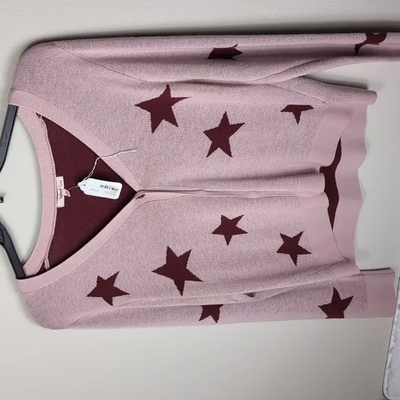 Splendid Star Patterned Pink Sweater Womens XL Pink Cardigan
