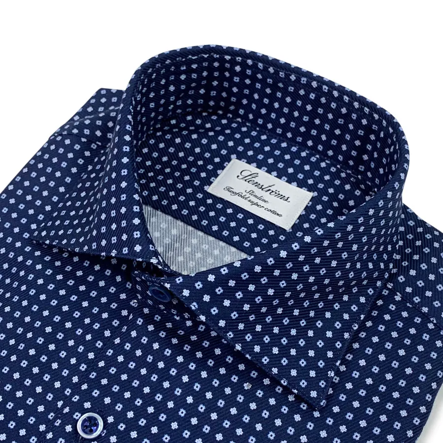 Stenstroms - Slimline Patterned Shirt in Navy