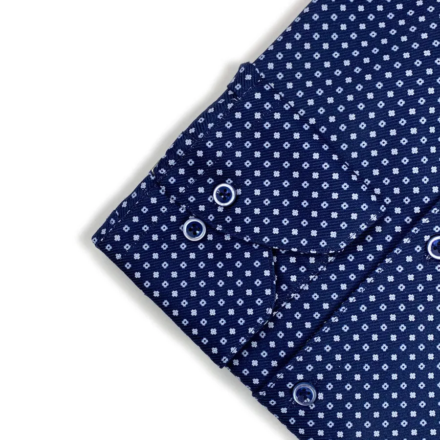 Stenstroms - Slimline Patterned Shirt in Navy