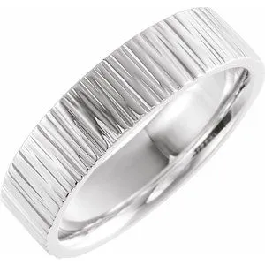 Sterling Silver 6 mm Tree Bark Pattern Band  Size 11